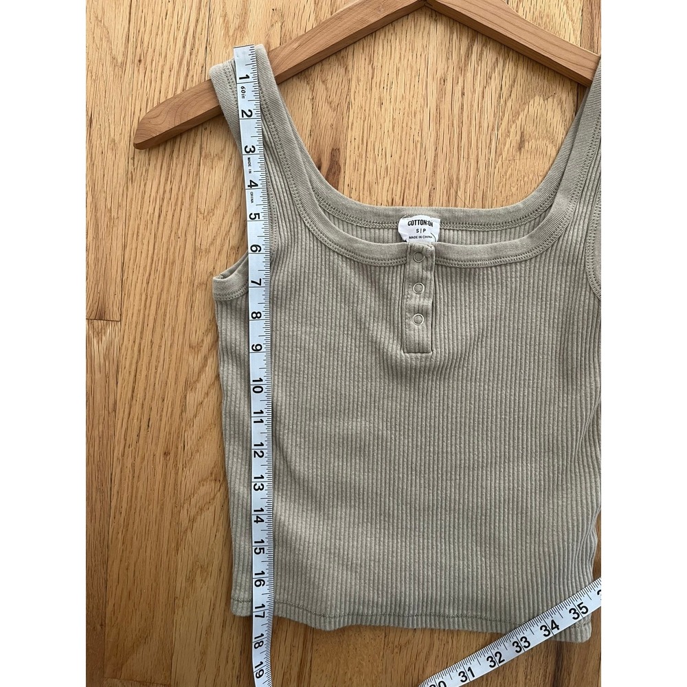 Cotton On Womens Ribbed Henley Tank Top Beige Taupe Scoop Neck Small NWOT - Picture 6 of 6